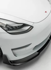 Vorsteiner Volta Glossy Carbon Fiber PP 2x2 Aero Front Spoiler Tesla Model 3 2017+                                     - TEV1010 - Image 4