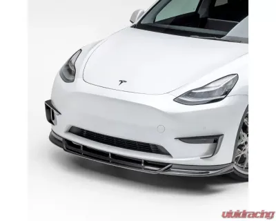 Vorsteiner Glossy Carbon Fiber PP 2x2 Aero Front Spoiler Tesla Model Y 2020+ - TEV2020