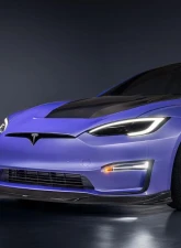 Vorsteiner  Satin Carbon Fiber PP 2x2 Front Spoiler  Tesla Model S Plaid VRS Program 2021+                                     - TEV3021 - Image 6