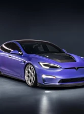 Vorsteiner  Satin Carbon Fiber PP 2x2 Front Spoiler  Tesla Model S Plaid VRS Program 2021+                                     - TEV3021 - Image 7