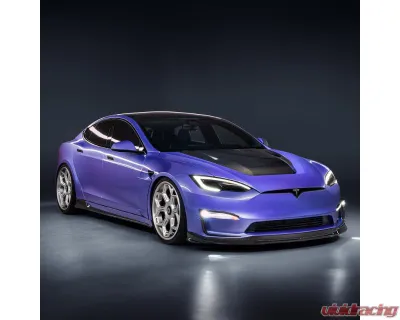 Vorsteiner  Satin Carbon Fiber PP 2x2 Front Spoiler  Tesla Model S Plaid VRS Program 2021+ - TEV3021
