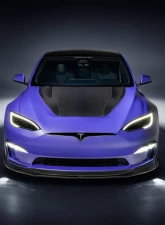 Vorsteiner  Satin Carbon Fiber PP 2x2 Front Spoiler  Tesla Model S Plaid VRS Program 2021+                                     - TEV3021 - Image 9