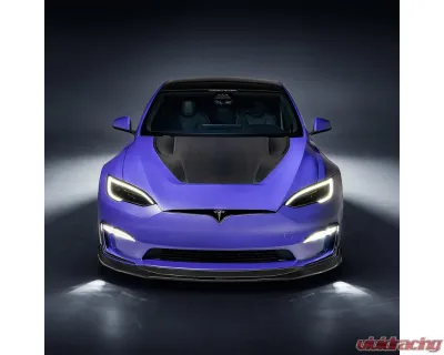 Vorsteiner  Satin Carbon Fiber PP 2x2 Front Spoiler  Tesla Model S Plaid VRS Program 2021+ - TEV3021