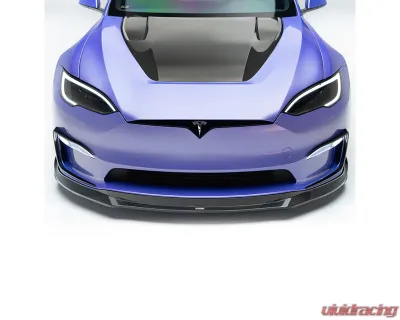 Vorsteiner Carbon Fiber PP 2X2 Glossy Aero Front Spoiler Tesla Model S Plaid 2020-2024 - TEV3020