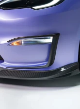 Vorsteiner Carbon Fiber PP 2X2 Glossy Aero Front Spoiler Tesla Model S Plaid 2020-2024                                     - TEV3020 - Image 4
