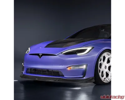 Vorsteiner Carbon Fiber PP 2X2 Glossy Aero Front Spoiler Tesla Model S Plaid 2020-2024 - TEV3020