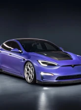 Vorsteiner Carbon Fiber PP 2X2 Glossy Aero Front Spoiler Tesla Model S Plaid 2020-2024                                     - TEV3020 - Image 7