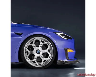 Vorsteiner Carbon Fiber PP 2X2 Glossy Aero Front Spoiler Tesla Model S Plaid 2020-2024 - TEV3020