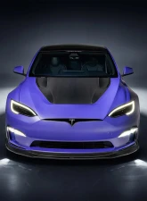 Vorsteiner Carbon Fiber PP 2X2 Glossy Aero Front Spoiler Tesla Model S Plaid 2020-2024                                     - TEV3020 - Image 9