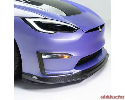 Vorsteiner Carbon Fiber PP 2X2 Glossy Add-On Aero Bumper Flares Tesla Model S Plaid 2020-2024 - TEV3025