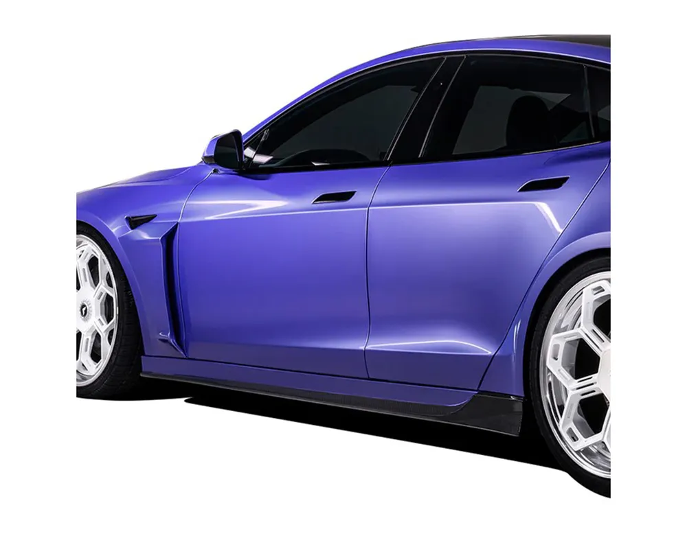 Vorsteiner Carbon Fiber PP 2X2 Glossy Aero Side Skirts Tesla Model S Plaid 2020-2024 - TEV3030