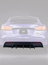 Vorsteiner Carbon Fiber PP 2X2 Glossy Aero Rear Diffuser Tesla Model S Plaid 2020-2024                                     - TEV3040 - Image 2