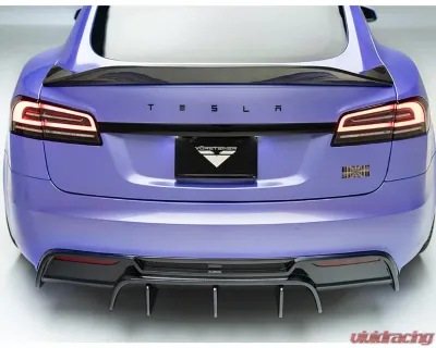 Vorsteiner Carbon Fiber PP 2X2 Glossy Aero Rear Diffuser Tesla Model S Plaid 2020-2024 - TEV3040