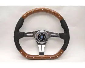 Nardi Kallista Universal 350mm Wood Steering Wheel - Perforated Leather with Polished Spokes