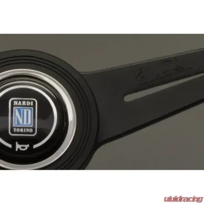 Nardi 390mm ND Classic Steering Wheel Black Leather/Black Anodized Spokes/Grey Stitching - 6061.39.2001