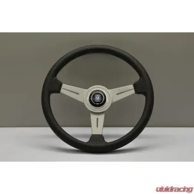 Nardi 340mm ND Classic Steering Wheel Black Leather & White Anodized Spokes/Grey Stitching 6062.34.1092 - 6062.34.1092