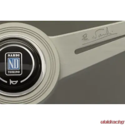 Nardi 340mm ND Classic Steering Wheel Black Leather & White Anodized Spokes/Grey Stitching 6062.34.1092 - 6062.34.1092
