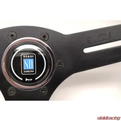 Nardi 330mm Competition Steering Wheel Black Perforated Leather/Grey Cross-Stitching/Black Spokes/Horn Button w/ Logo - 6070.33.2091