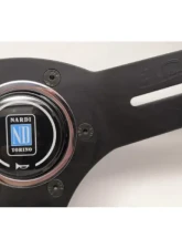 Nardi 330mm Competition Steering Wheel Black Suede/Red Cross-Stitching/Black Anodized Spokes/Horn Button w/ Nardi Logo                                     - 6070.33.2094 - Image 3