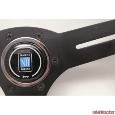 Nardi 330mm Competition Steering Wheel Black Suede/Red Cross-Stitching/Black Anodized Spokes/Horn Button w/ Nardi Logo - 6070.33.2094