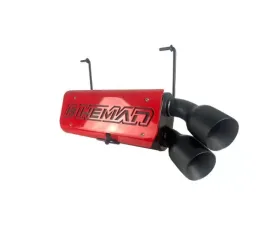 Bikeman Performance Bare Stainless Double Barrel Slip-On Exhaust Red w/ White Letter Polaris RZR Pro R | R4 2022-2024