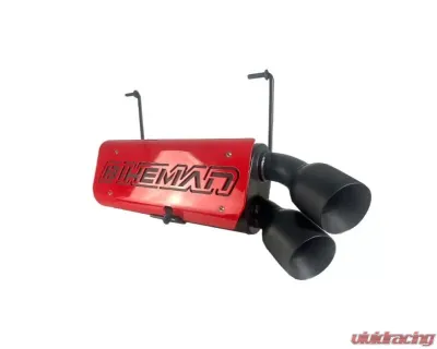Bikeman Performance Bare Stainless Double Barrel Slip-On Exhaust Red w/ White Letter Polaris RZR Pro R | R4 2022-2024 - 17-327-R