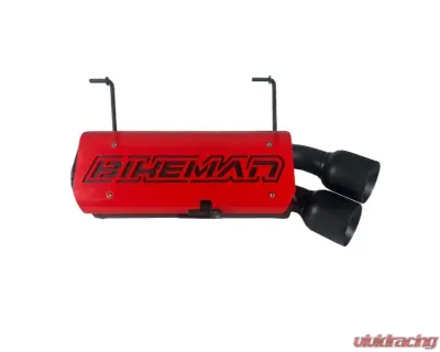 Bikeman Performance Bare Stainless Double Barrel Slip-On Exhaust Red w/ White Letter Polaris RZR Pro R | R4 2022-2024 - 17-327-R