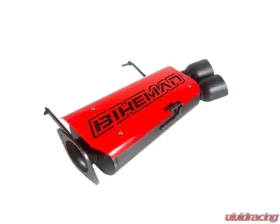 Bikeman Performance Bare Stainless Double Barrel Slip-On Exhaust Red w/ White Letter Polaris RZR Pro R | R4 2022-2024 - 17-327-R