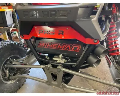 Bikeman Performance Bare Stainless Double Barrel Slip-On Exhaust Red w/ White Letter Polaris RZR Pro R | R4 2022-2024 - 17-327-R
