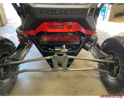 Bikeman Performance Bare Stainless Double Barrel Slip-On Exhaust Red w/ White Letter Polaris RZR Pro R | R4 2022-2024 - 17-327-R