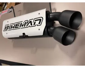 Bikeman Performance Bare Stainless Double Barrel Slip-On Exhaust Black w/ White Letter Polaris RZR Pro R | R4 2022-2024