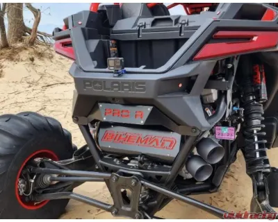 Bikeman Performance Bare Stainless Double Barrel Slip-On Exhaust Black w/ White Letter Polaris RZR Pro R | R4 2022-2024 - 17-327