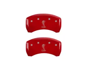 MGP Caliper Covers Rear Set of 2 Red Finish | Silver COBRA | Tiffany Snake Logo