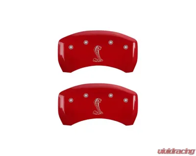 MGP Caliper Covers Rear Set of 2 Red Finish | Silver COBRA | Tiffany Snake Logo - 10010RCNKRD