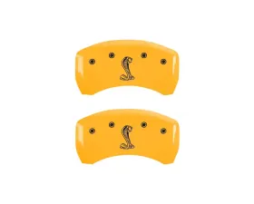 MGP Caliper Covers Rear Set of 2 Yellow Finish | Black COBRA | Tiffany Snake Logo