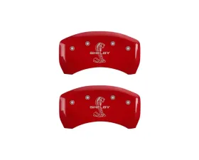 MGP Caliper Covers Rear Set of 2 Red Finish | Silver Shelby | Tiffany Snake Engraving