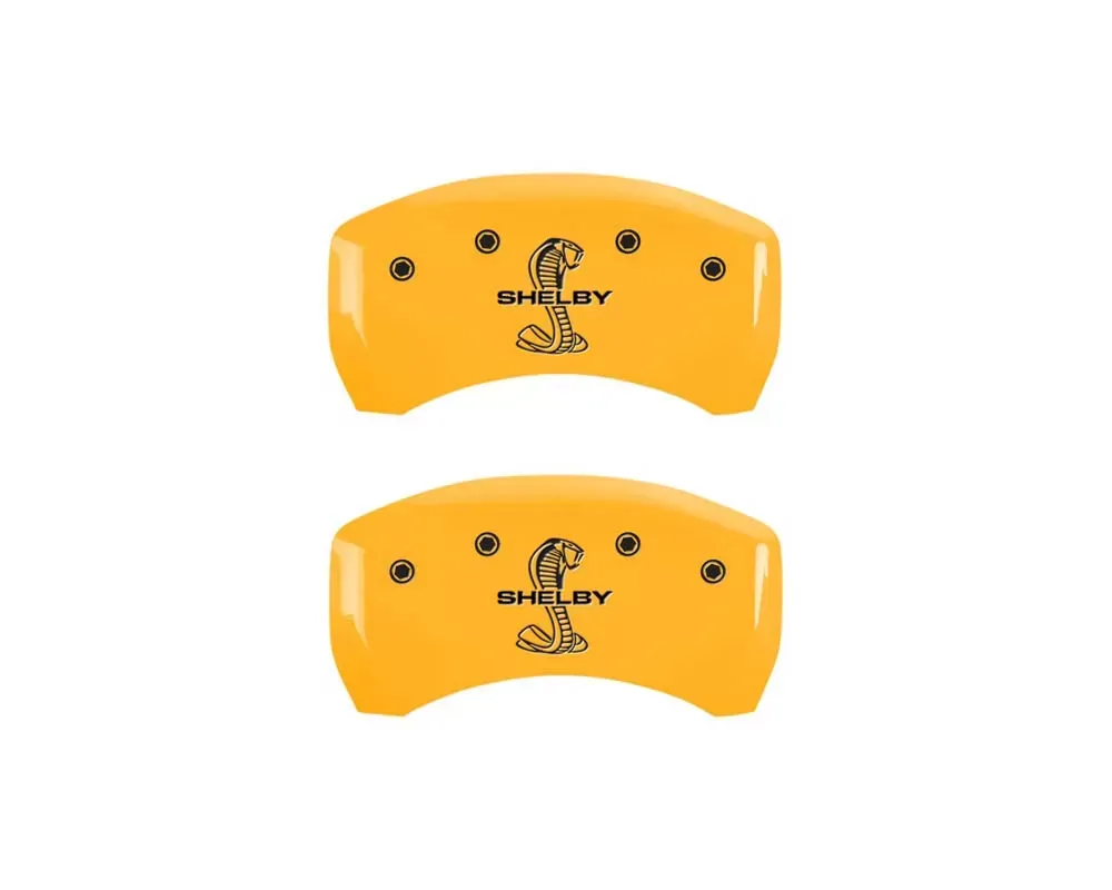 MGP Caliper Covers Rear Set of 2 Yellow Finish | Black Shelby | Tiffany Snake Engraving - 10010RSBYYL