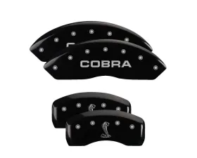 MGP Caliper Covers Set of 4 Black Finish | Silver COBRA | Tiffany Snake Logo Ford Mustang