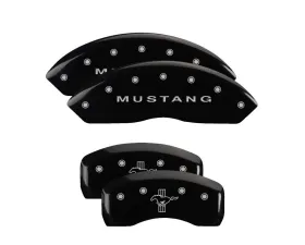 MGP Caliper Covers Set of 4 Black Finish for Ford Mustang S197 1997-2004, Silver Engraved