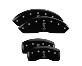 MGP Caliper Covers Set of 4 Black Finish with Silver Tiffany Snake Logo for Ford Mustang 1997-2004