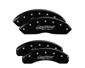 MGP Caliper Covers Set of 4 Black Finish for Ford F-150 1999-2004, Silver Lightning Design