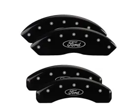 MGP Caliper Covers Set of 4 Black Finish with Silver Ford Oval Logo for 1997-2004 Ford F-150