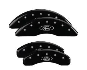 MGP Caliper Covers Set of 4 Black Finish with Silver Ford Oval Logo for 2007-2009 Ford Expedition