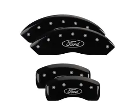 MGP Caliper Covers Set of 4 Black Finish | Silver Ford Oval Logo Ford Edge 2007-2010