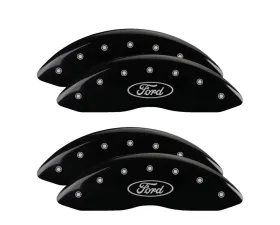 MGP Caliper Covers Set of 4 Black Finish with Silver Ford Oval Logo for Ford F-250/F-350 2008-2012