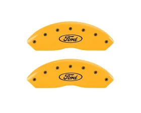 MGP Caliper Covers Front Set of 2 Yellow Finish | Black Ford Oval Logo Ford Focus ST 2011