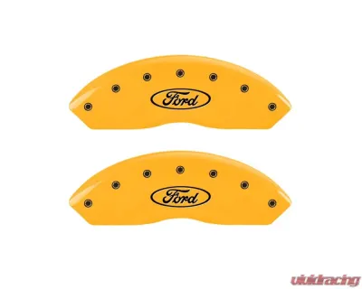 MGP Caliper Covers Front Set of 2 Yellow Finish | Black Ford Oval Logo Ford Focus ST 2011 - 10155FFRDYL