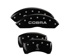 MGP Caliper Covers Set of 4 Black Finish | Silver COBRA | Tiffany Snake Logo Ford Mustang 2005-2009