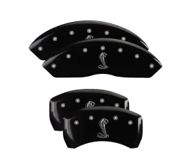 MGP Caliper Covers Set of 4 Black Finish with Tiffany Snake Logo for Ford Mustang 2005-2009