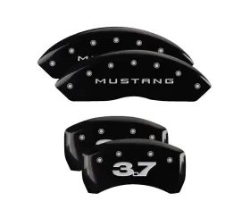 MGP Caliper Covers Set of 4 Black Finish for Ford Mustang 2010-2014, 3.7 Engraved